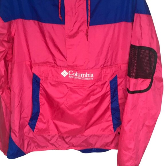 Columbia Jacket Mens XL Pink Blue Hooded Anorak Windbreaker Pullover KX0490 - Picture 14 of 14
